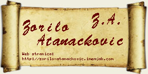 Zorilo Atanacković vizit kartica